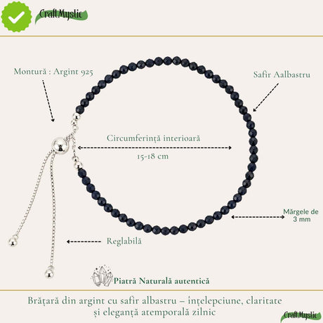Brățară cu Safir Albastru, Argint 925 – CraftMystic