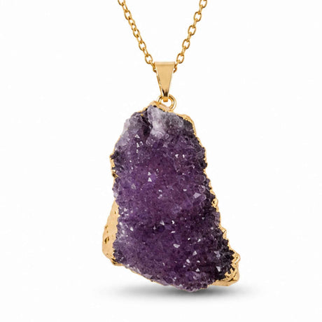 Colier cu Ametist Druzy, Inox (oțel inoxidabil) – CraftMystic