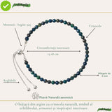 Bratara Argint 925 cu Crisocola Fatetata Naturala 3 mm - Calm si Echilibru Emotional