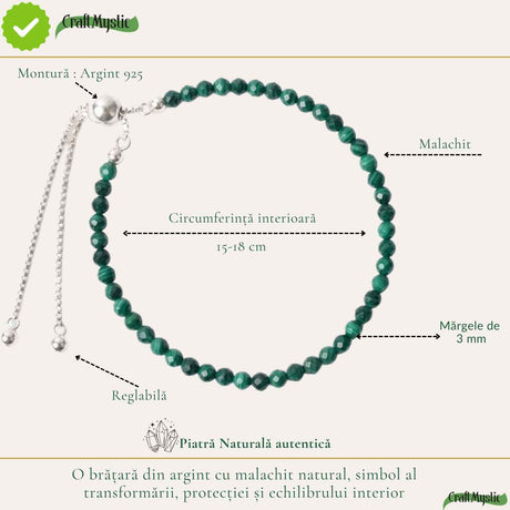 Brățară cu Malachit, Argint 925 – CraftMystic