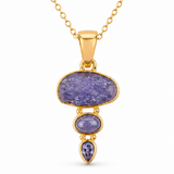 Colier cu Tanzanit natural pe argint 925 placat cu aur de 18K