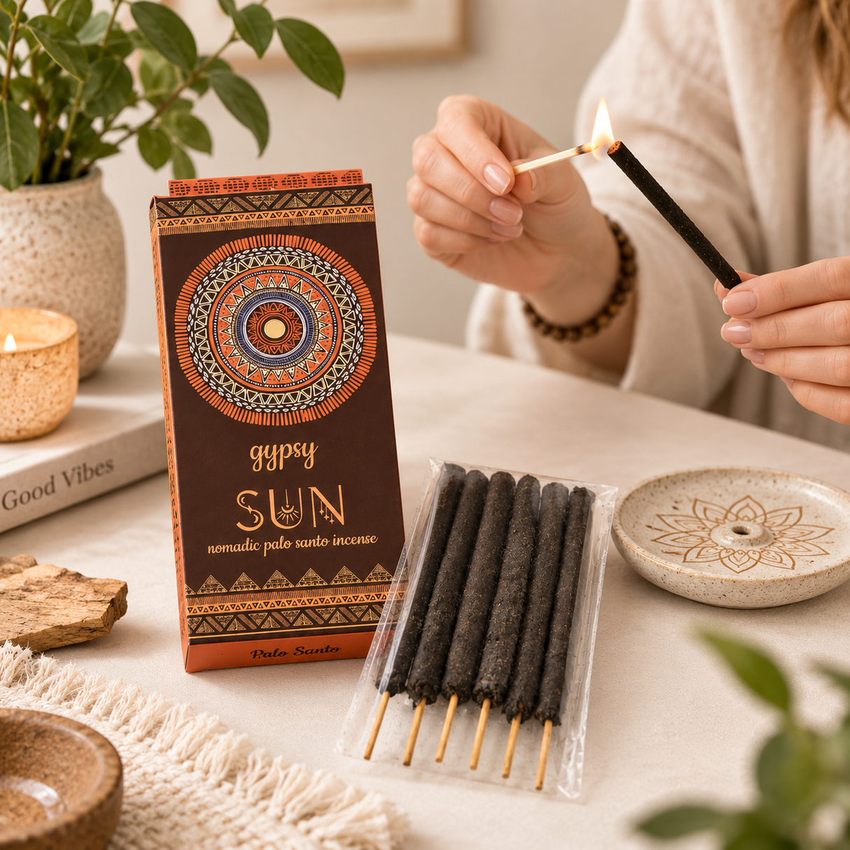 Bețișoare parfumate Gypsy SUN Palo Santo, 6 bucăți