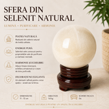 Sferă decorativă din selenit natural pentru living sau altar