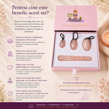 Set Oua Yoni si Bagheta din Cuarț Roz Natural – Feminitate, Armonie si Iubire de Sine