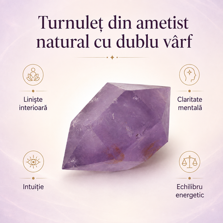 Turn de ametist natural, piesă decorativă pentru birou sau altar