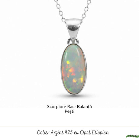 Colier Argint 925 cu Piatra Naturala de Opal Etiopian Oval – Creativitate si Eleganta