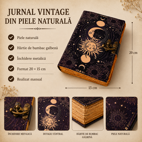 Paginile din hârtie de bumbac ale jurnalului Fazele Lunii
