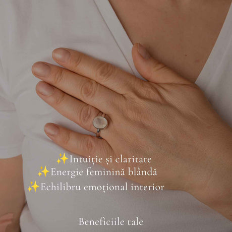 Inel Argint 925 cu Piatra Lunii Natural Fatetata Oval – Intuitie si Armonie