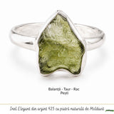 Moldavit natural montat pe inel din argint 925