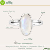 Inel Argint 925 cu Piatra Lunii Naturala Oval – Intuitie si Echilibru