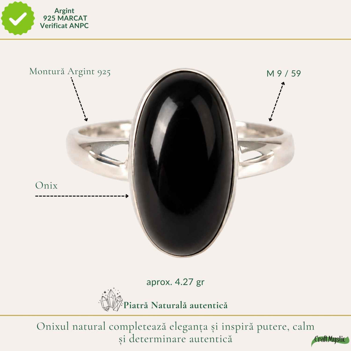 Men's 925 Sterling Silver Ring with Onyx – Protection and Masculine Elegance