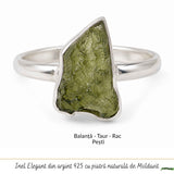 Moldavit natural montat pe inel din argint 925