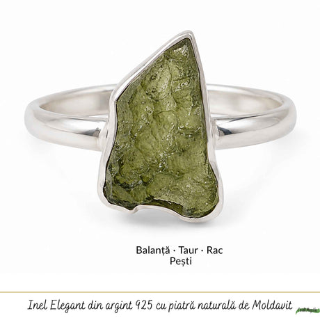 Moldavit natural montat pe inel din argint 925
