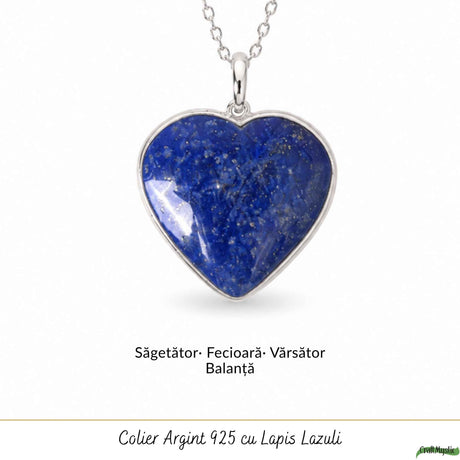 Colier Argint 925 cu Lapis Lazuli Natural Inima – Claritate, Intelepciune si Eleganta