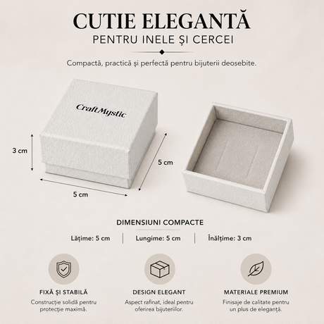 Cutie de bijuterii albă pătrată 5 x 5 x 3 cm CraftMystic