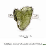 Moldavit natural montat pe inel din argint 925