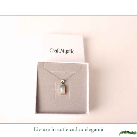 Colier Argint 925 cu Piatra Naturala de Opal Etiopian Dreptunghi – Creativitate si Inspiratie