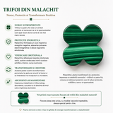 Colier cu pandantiv malachit în formă de trifoi