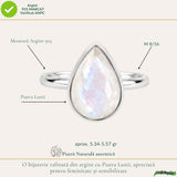 Inel Argint 925 cu Piatra Lunii Naturala Lacrima – Intuitie si Armonie