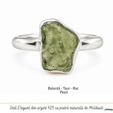 Moldavit natural montat pe inel din argint 925