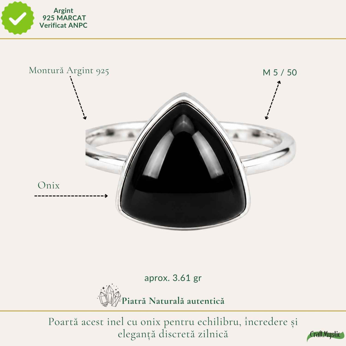 Men's 925 Sterling Silver Ring with Onyx – Protection and Masculine Elegance