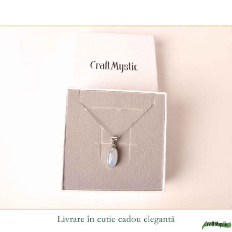 Colier Argint 925 cu Piatra Naturala de Opal Etiopian Oval – Creativitate si Eleganta