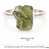 Moldavit natural montat pe inel din argint 925