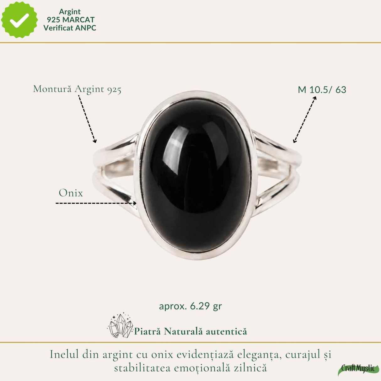 Men's 925 Sterling Silver Ring with Onyx – Protection and Masculine Elegance