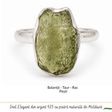 Moldavit natural montat pe inel din argint 925