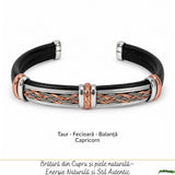 Brățară bărbătească din piele cu cupru, cadou pentru el