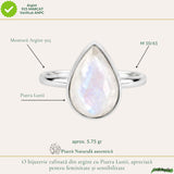 Inel Argint 925 cu Piatra Lunii Naturala Lacrima – Intuitie si Armonie