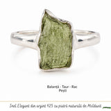 Moldavit natural montat pe inel din argint 925
