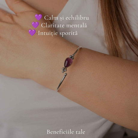 Bratara Indiana din Argint 925 ajustabilă cu Ametist Lacrima – Calm si Echilibru Interior