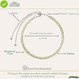 Bratara Argint 925 cu Prehnit Fatetat Natural 3 mm - Echilibru si Claritate Interioara