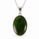 Colier Argint 925 cu Jad Nefrit Natural Oval – Simbol al Armoniei si Prosperitatii
