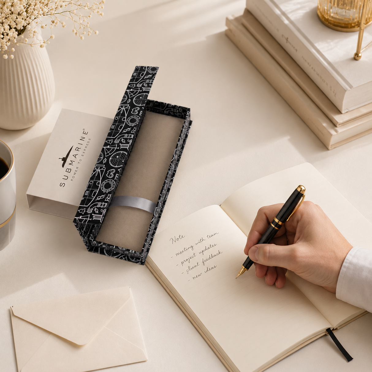 Stilou elegant gri cu auriu metalic CraftMystic