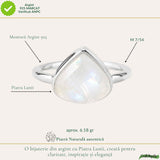 Inel Argint 925 cu Piatra Lunii Naturala Lacrima – Intuitie si Armonie