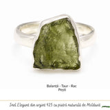 Moldavit natural montat pe inel din argint 925