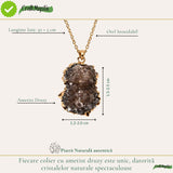 Colier cu ametist druzy natural neuniform, cristal brut pentru calm si echilibru