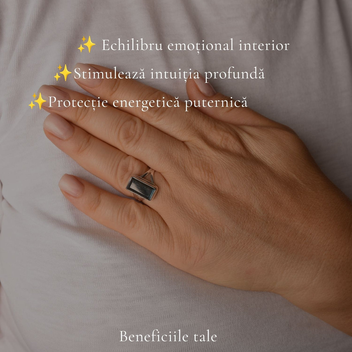 Inel Argint 925 cu Labradorit Fatetat Dreptunghiular 8x15 mm – Intuitie si Protectie