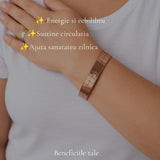 Brățară din cupru cu pătrățele și 4 magneți, unisex