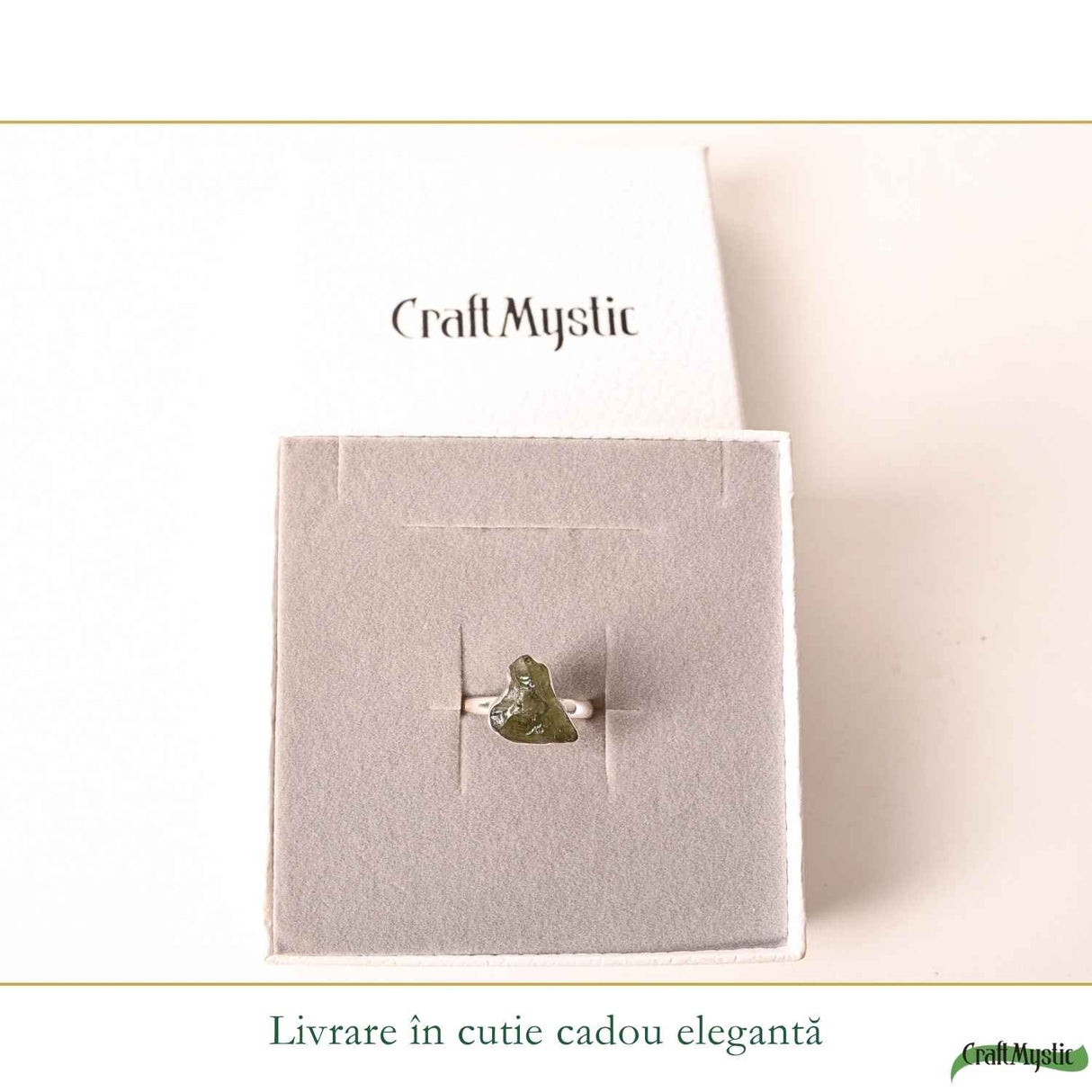 Inel din argint 925 cu Moldavit natural, fiecare piatră unică