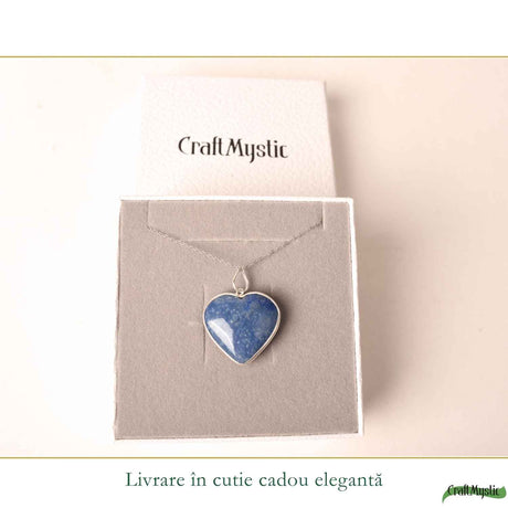 Colier Argint 925 cu Lapis Lazuli Natural Inima – Claritate, Intelepciune si Eleganta