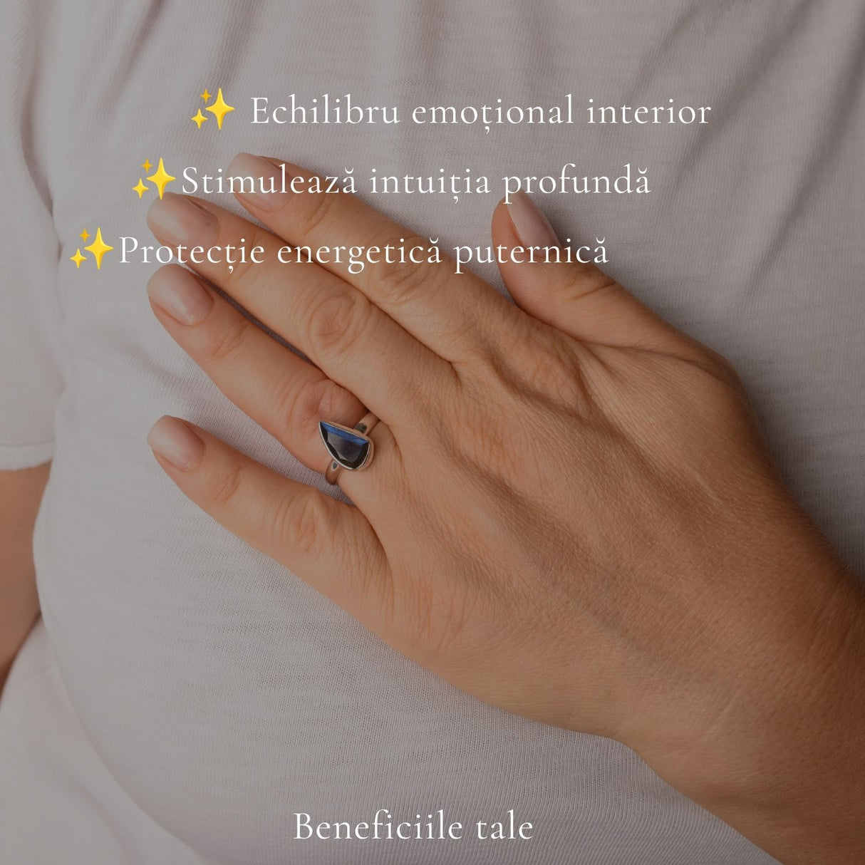 Inel Argint 925 cu Labradorit Fatetat Lacrima – Intuitie si Protectie