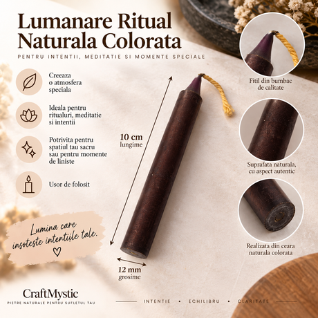Lumânare Vișiniu-Bordo pentru Ritualuri și Intenții 10 cm - 1 Bucată