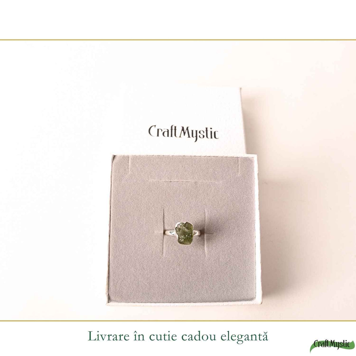 Inel din argint 925 cu Moldavit natural, fiecare piatră unică