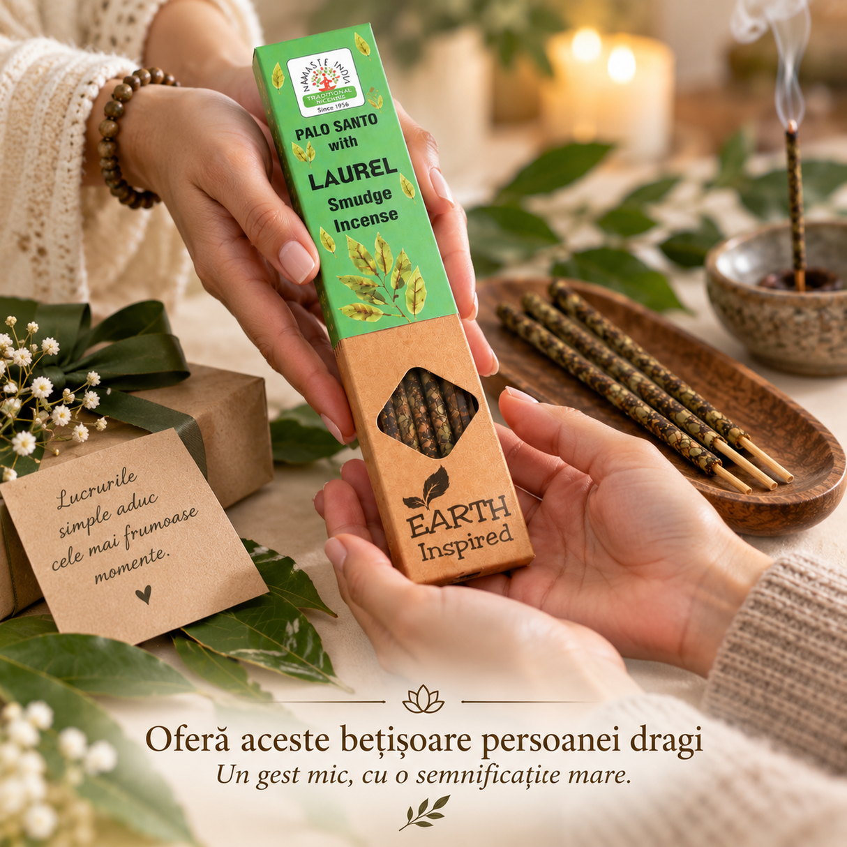 Bețișoare parfumate Palo Santo cu Laur, aromă naturală