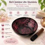 Bol cântător din aluminiu Magic Mushroom roz 20 cm