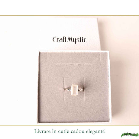 Inel Argint 925 cu Piatra Lunii Naturala Fatetata Dreptunghi – Intuitie si Echilibru