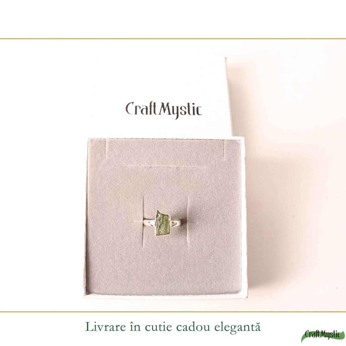 Inel din argint 925 cu Moldavit natural, fiecare piatră unică